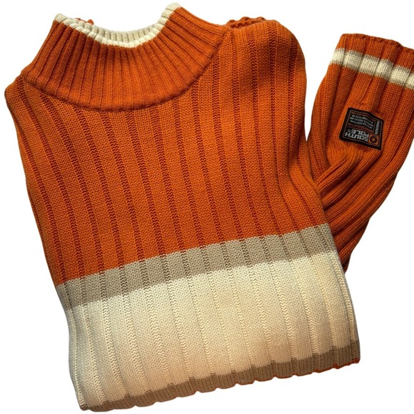 Vtg South Pole Ski Sweater Men's Size‎ XL Chunky Knit Ribbed Orange Retro - Picture 2 of 7